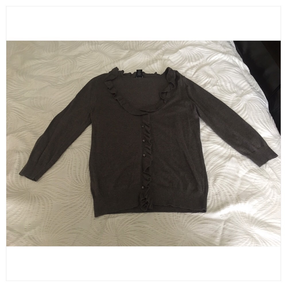 Ann Taylor Ruffle Trim Cardigan - Picture 3 of 9